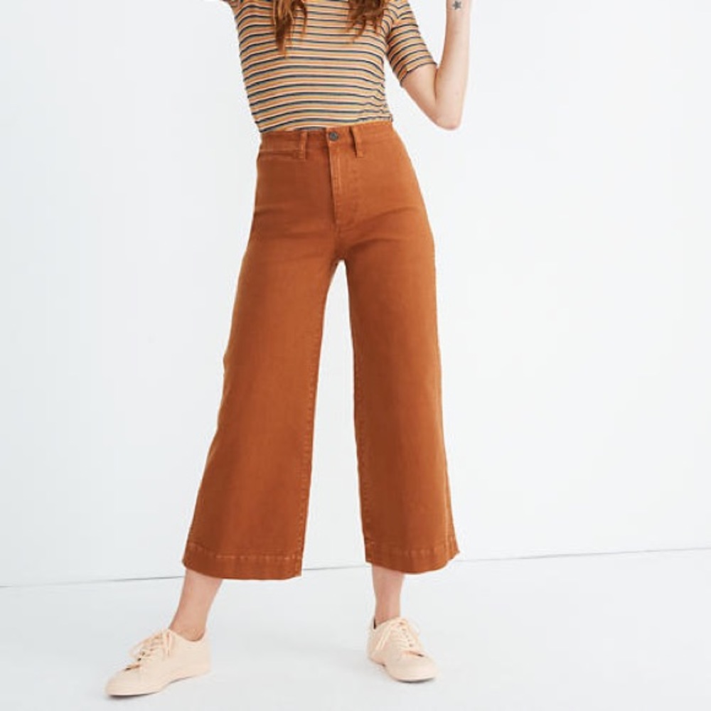 Emmett Wide-Leg Crop Pants in Brown